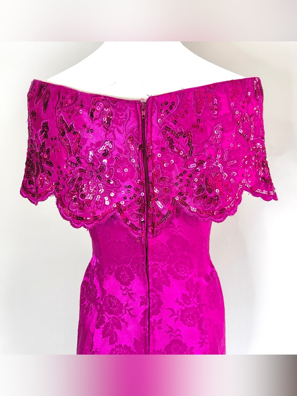 Vintage Jessica McClintock Gunne Sax 90s Barbie Fuchsia Sequin Party Dress ~ XXS - Picture 9 of 16